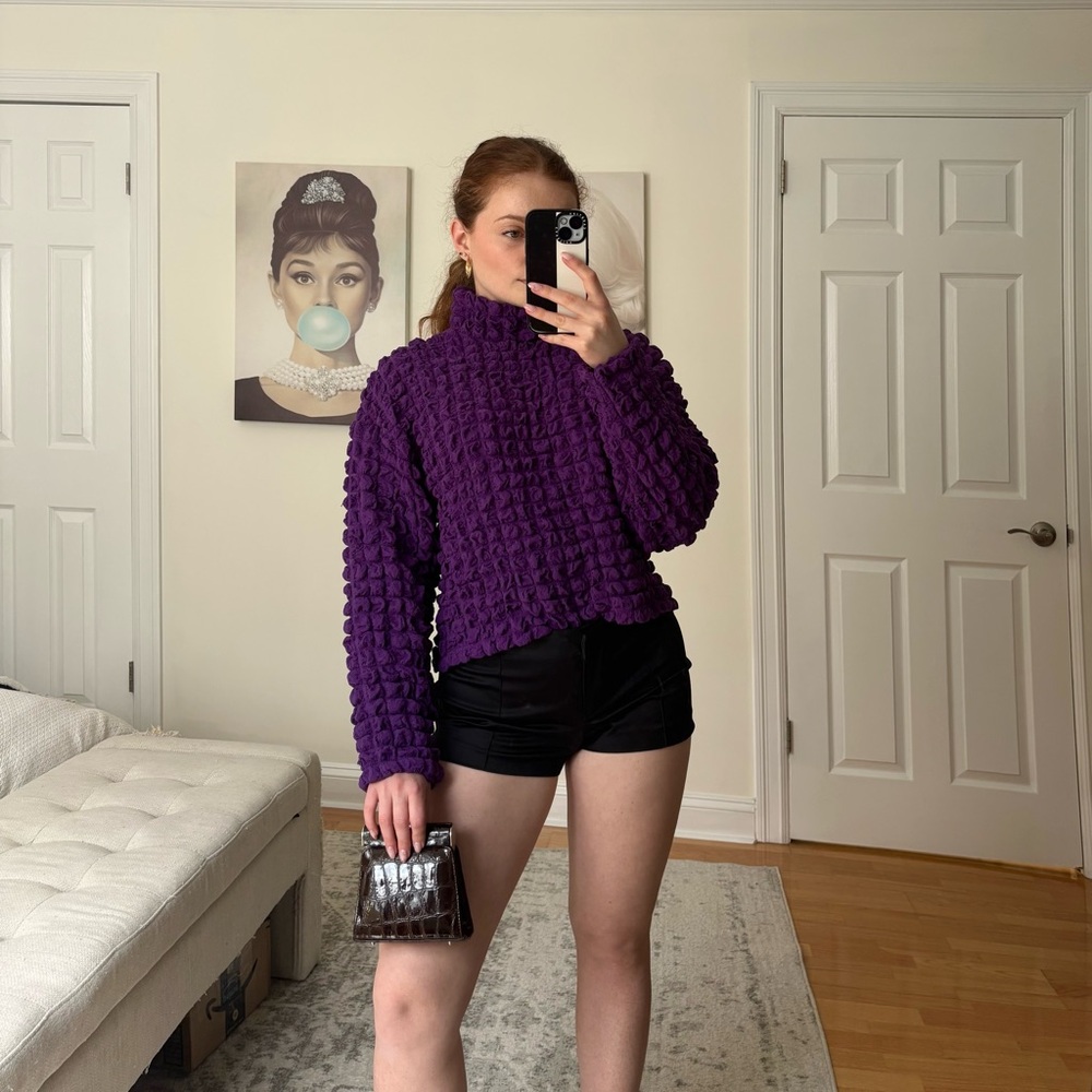Zara Violet Textured Knit Top - Picture 2 of 5